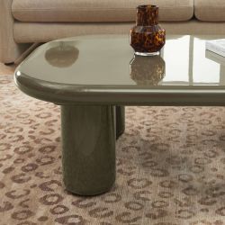 Table basse MOXY finition laquée brillante vert olive 120cm
